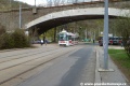 Vůz RT6N1 ev.č.1803 již jako zvláštní jízda Pražské tramvaje podjíždí obřanský železniční most u smyčky Obřany, Babická... | 9.4.2011