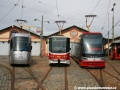 Flotilu článkových nízkopodlažních tramvají zastoupily vozy Škoda 14T ev.č.9142, KT8D5.RN2P ev.č.9052 a Škoda 15T ev.č.9211. | 18.7.2011