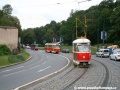 Tři sóla, jenž ovlivnily historii pražských tramvají svorně za sebou klesají Chotkovou ulicí u příležitosti oslav 120 let pražských elektrických tramvají, aneb vůz T1 ev.č.5002, vůz T3 ev.č.6102 a vůz T6A5 ev.č.8717. | 18.7.2011