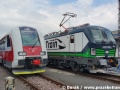 Jednotka ŽSSK 861.027-5 a lokomotiva Siemens Vectron 91 80 6193 222-7 firmy ELL, kterou má v pronájmu česká firma LokoTrain. | 16.6.2015