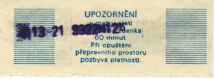 Rub jízdenky za 4,- Kčs série Dmo označené v metru 22.9.1993.