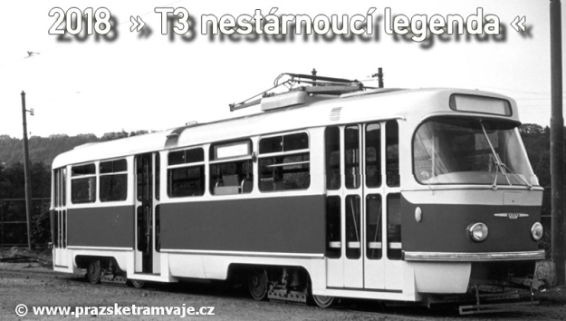 Titulní stránka nástěnného kalendáře Pražských tramvají 2018 »T3 nestárnoucí legenda«