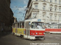 Linka 14 byla častým útočištěm žižkovských vozů T3 řady 62xx. Na křižovatce křižovatce Anděl tak mohla být zachycena tramvaj T3 ev.č.6230 na lince 14. Za povšimnutí stojí velmi dobrá boční reklama na voze | 1.7.1997