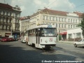 Krásná reklamní souprava Twix na soupravě vozů T3 ev.č.6382+6383, vypravená na náhradní linku 32 byla zachycena poblíž Vršovického náměstí | 8.8.1997