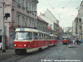Takhle vypadala v roce 1997 tramvaj T3 ev.č.6710, která je první a zároveň nejstarší T3 s provedenou opravou PO v době, kdy se na vozech prováděly již i modernizace na typ T3R.P. Ještě za svého působení v Kobylisích byla zachycena souprava vozů T3 ev.č.6710+6711 na Palmovce na lince 24 | 3.7.1997