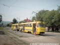Ve výhybně Dolní Hanychov u stejnojmenné smyčky (toho času nepoužívané) byla ve směru do centra zachycena souprava T3SUCS ev.č.72+73. | 18.8.1998