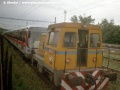 Vlak ve složení T2+metro+T5 vyčkává ve stanici Praha-Krč na povolení k odjezdu na vlečku do depa metra Kačerov. | 8.7.1998