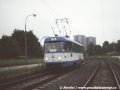 Další tramvají T3, která byla po svém vyřazení v DP Praha (v roce 1991) prodána DP Ostrava, se stala T3 ev.č.6575. Po dlouhém odstavení byla v Ostravě zprovozněna v září 1996 a dostala evidenční číslo 799. Na snímku se blíží do zastávky Sokolovská na lince 4 | 1.6.1997