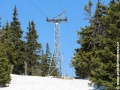 Nosná podpěra č.2 horního úseku lanové dráhy na Sněžku obsahuje v kladkové baterii pro každé lano 6 kladek vedoucích lano. | 30.4.2012