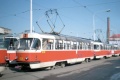 Ve vozovně v Plzni na Slovanech byla vyfotografována souprava tramvají T3 #101+#102 (ex Praha #6326+#6393), vozy byly z Prahy odprodány v roce 1994. | 8.3.1997