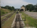 Kolejiště nádraží v Nové Bystřici v pohledu ze zadní plošiny osobního vozu Balm/u | 30.7.2008