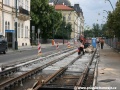 Část přímého úseku tratě na nábřeží u vyústění Divadelní ulice rekonstruovaná metodou w-tram je již zalita betonem. | 24.7.2011
