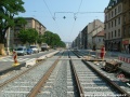 Rekonstruovaná trať v Sokolovské ulici v úseku vznikajících zastávek Balabenka a U Svobodárny (dnes Divadlo Gong). | 1.9.2005