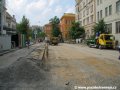 Rekonstruovaná tramvajová trať ve Svobodově ulici po snesení velkoplošných panelů BKV. | 25.5.2007