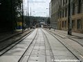 Rekonstruovaná tramvajová trať ve Svobodově ulici po položení nových velkoplošných panelů BKV. | 8.7.2007