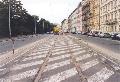 Dodnes zachovaná část tramvajové tratě v Opletalově ulici