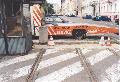 Dodnes zachovaná část tramvajové tratě v Opletalově ulici