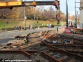 Měněná třetina kolejové konstrukce křižovatky Újezd. | 10.11.2012