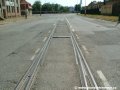 Výhybka vlečkové koleje k nákladní rampě SUPRO (dnes Dopravní značení) a průběžné koleje | 7.8.2004
