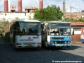 Autobusy Karosa B931.1679 #7405 a Karosa C734.23 #3040 v garáži Dejvice. | 16.9.2004