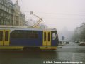 Prototypový vůz RT8D5M ev.č.0029 projíždí Václavským náměstím. | zima 1997