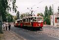 Souprava historických vozů ev.č.240+628+723 v ulici U Brusnice