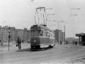 Na vnitřní koleji původní smyčky Spořilov manipuluje vůz T1 ev.č.5064 vypravený na linku 1. | 11.5.1979