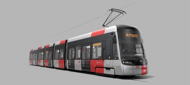 Vizualizace nové tramvaje Škoda 52T ForCity Plus Praha.