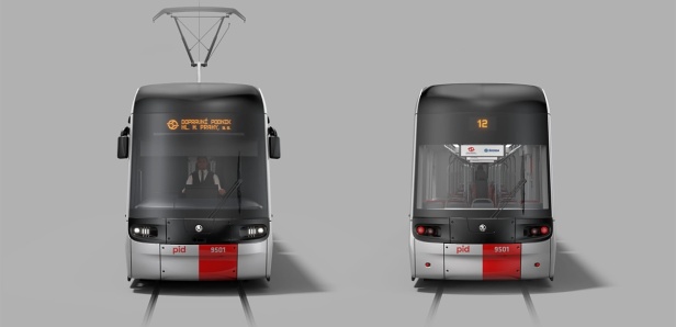 Vizualizace nové tramvaje Škoda 52T ForCity Plus Praha.