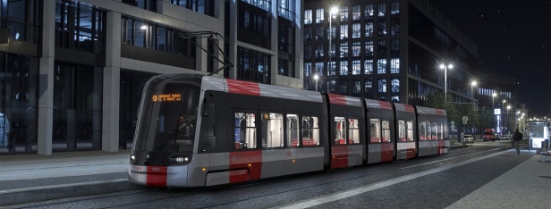 Vizualizace nové tramvaje Škoda 52T ForCity Plus Praha.