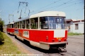 Souprava vozů T3 ev.č.6102+6186 ve smyčce Nádraží Braník. | 31.5.1996