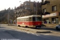 Svítící couvačka dává jasný signál, že vůz T3 #6124 dojel až na tehdejší úplný konec tramvajové tratě v Radlické ulici a chystá se zahájit zpětný pohyb nutný k obrácení tramvaje. | 1993