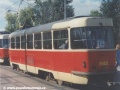 Vůz T3 ev.č.6148 vypravený na linku 14 stanicuje v zastávce Palmovka | 23.9.1995
