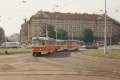 Souprava vozů T3 #6457+6454 na výlukové lince 39 na Vítězném náměstí. | 14.7.1997