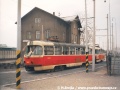 Občas některé vozy po předávací koleji pražské koleje také opouštěly. Jako v případě vozů T3 ev.č.6497 a 5647. | 2.4.1996