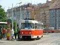 Vůz T3 ev.č.6798 vypravený na linku 15 stanicuje v zastávce Palmovka | 25.7.2004