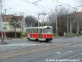 Vůz T3 ev.č.6854 na lince 5 v křižovatce Špejchar