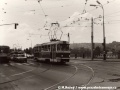 Vůz T3 ev.č.6971 vypravený na linku 23 přejíždí křižovatku Palackého náměstí ve směru k náměstí Jiráskovu | 5.6.1976