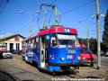 Je středa a ve vozovně Střešovice se vůz T3SUCS ev.č.7023 v reklamním kabátku PRE chystá na okružní výlet pražskými ulicemi po trase linky 14. | 23.9.2009