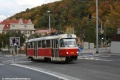 Světelnou křižovatku Pechlátovy a Radlické ulice nad zastávkou Škola Radlice překonal vůz T3SUCS #7039 mířící do konečné zastávky Radlická. | 4.10.2008