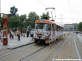 Kofola tramvaj tvořená vozem T3SUCS ev.č.7040 v zastávce Palackého náměstí | 7.6.2007
