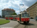 Souprava vozů T3SUCS ev.č.7124+7125 vypravená na linku 8 manipuluje na vnitřní koleji původní smyčky Podbaba. | 1.6.2005