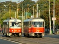 U zastávky Malovanka se míjí vozy T3SUCS ev.č.7124 a T3SU ev.č.7010 vypravené na linku 25. | 23.9.2006