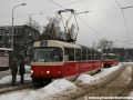 Vozy T3SUCS ev.č.7166 a 7093 vypravené na linku 2 ve smyčce Petřiny během sněhové kalamity. | 11.1.2010
