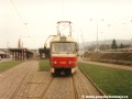 Souprava vozů T3SUCS ev.č.7200+7201 odstavená ve smyčce Nádraží Braník. | 5.3.1997