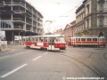 Setkání tramvajových generací v podobě vozu T3SUCS-DVC ev.č.7226 na lince 16 a historického dvounápravového vozu ev.č.351 | 20.10.2001
