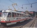 Souprava vozů T3SUCS ev.č.7242+7243 vypravená na linku 16 manipuluje v prostoru zastávky Na Knížecí. | 22.6.1994