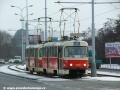 Souprava vozů T3SUCS ev.č.7269+T3 ev.č.6689 vypravená na linku 7 se blíží k zastávce Malešická továrna. | 18.2.2005