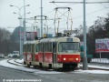 Souprava vozů T3SUCS ev.č.7269+T3 ev.č.6689 vypravená na linku 7 se blíží k zastávce Malešická továrna. | 18.2.2005