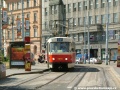 Souprava vozů T3SUCS ev.č.7276+7252 vypravená na odkloněnou linku 19 stanicuje v zastávce Těšnov | 20.7.2006